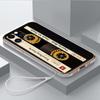 Luxury Plated TPU Phone Case With Lanyard for iPhone 6 6s 7 8 Plus XR XS 11 12 13 14 15 Pro Max Soft Cases A19 Original Retro Cassette Tape Art Cover
