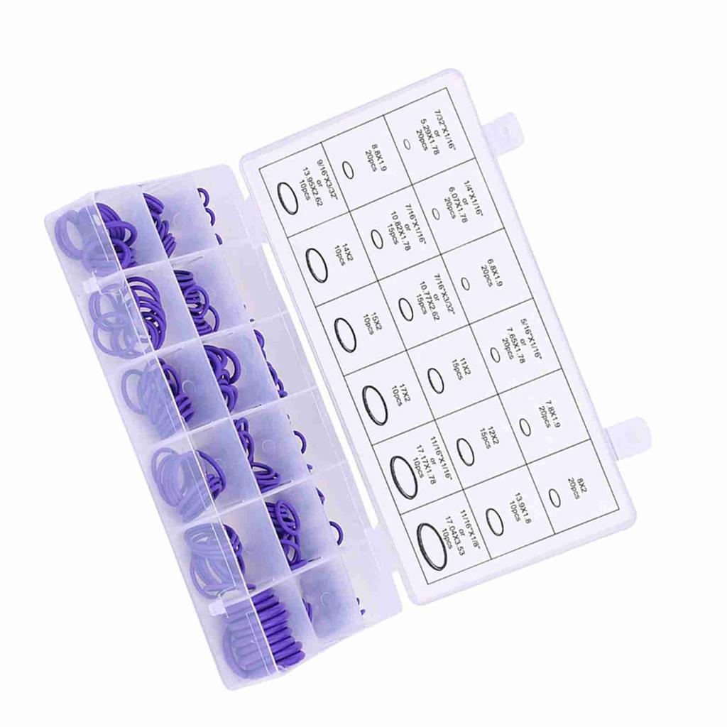 270 шт. Ассорти из резиновых уплотнений для автомобильного компрессора кондиционера, резиновых шайб, фиолетовых уплотнений