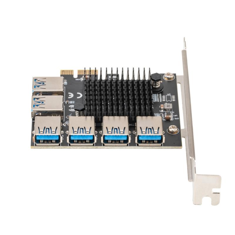 Адаптер PCI-E на PCI-E 1 к 6 слотам PCI-Express 1x на 16x USB3.0 Специальный Райзер карты PCIe Конвертер для Майнера