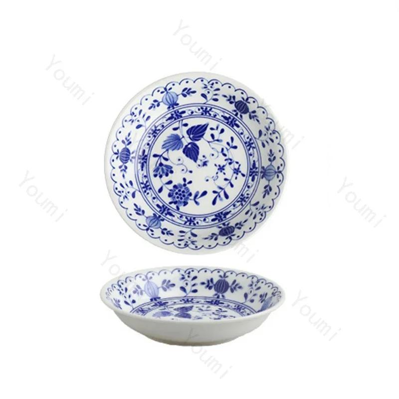 Керамические тарелки в стиле ретро в китайском стиле, элитный ресторан, десерт, салатник, домашняя вкусная посуда, миски для рамэна, изысканная столовая посуда