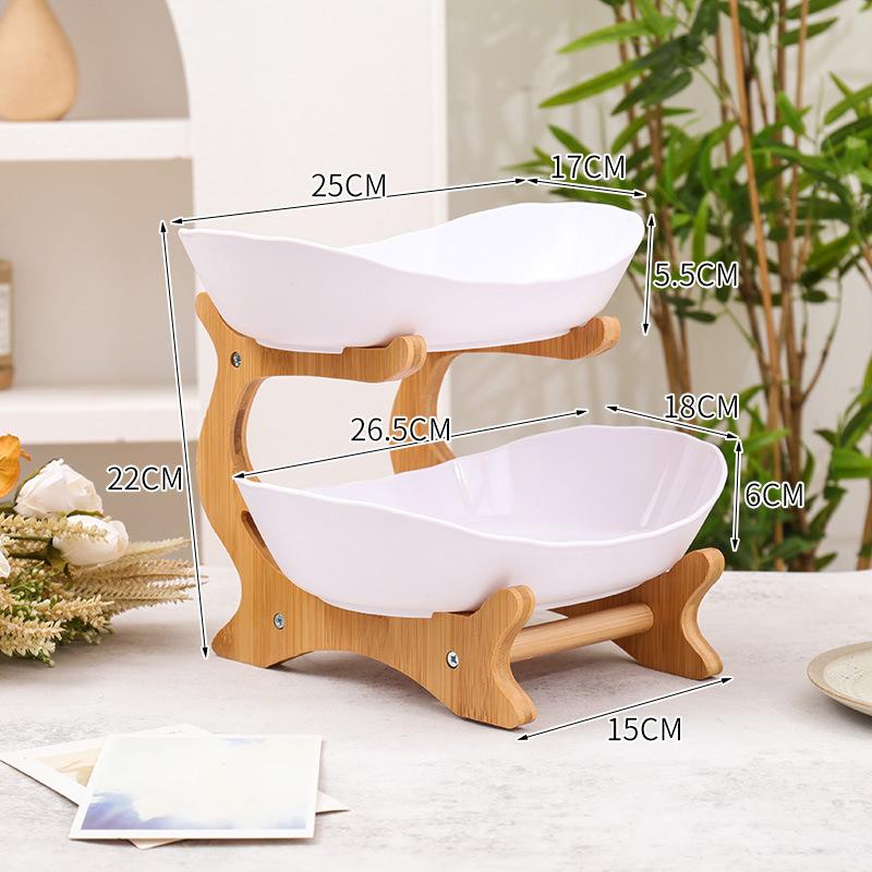 Бытовой Многослойный Поднос из Массива Дерева Гостиная Поднос для Фруктов Хранение Корзина для Фруктов Поднос для Закусок Подставка для Десертов