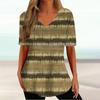 Women's Short Sleeve T-Shirt Casual Stripe Graphic Tees For Ladies V-Neck Loose Blouse Summer Vintage Print Girls Clothing Tops