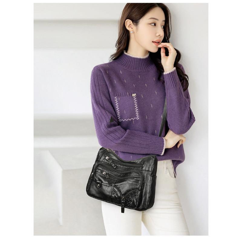 Single Shoulder Soft Leather Large Capacity Diagonal Bag