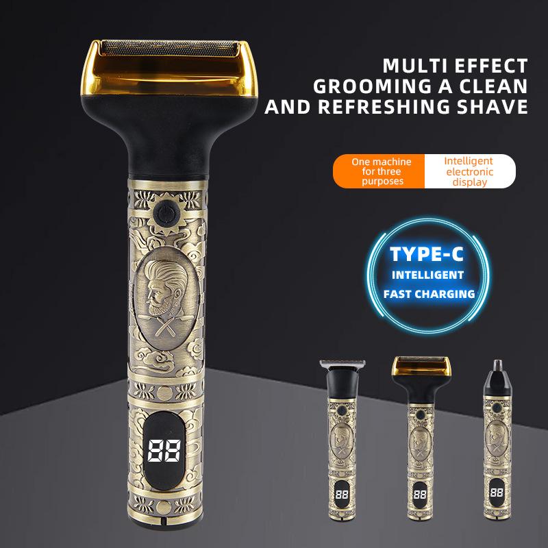3-in-1 Electric Hair Clipper, Shaver, and Multifunctional Razor Set—Rechargeable Shaver and Nose Hair Trimmer