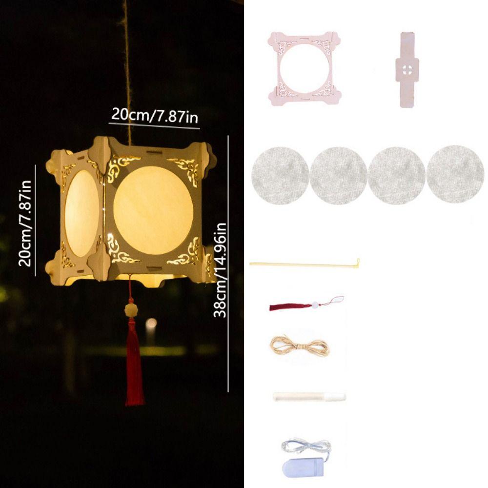 Светодиодный фонарь Праздника середины осени Деревянный художественный фонарь Ручная работа Подвесная лампа Декор для вечеринки