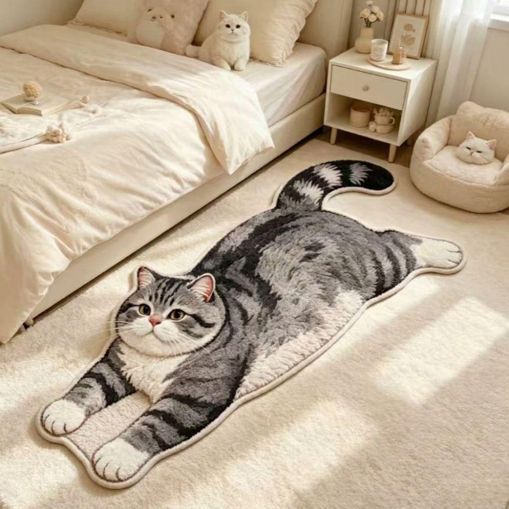 2D Home Decor Carpet Anti-fouling Cartoon Carpet Soft Cat-Shaped Area Rug Living Rooms