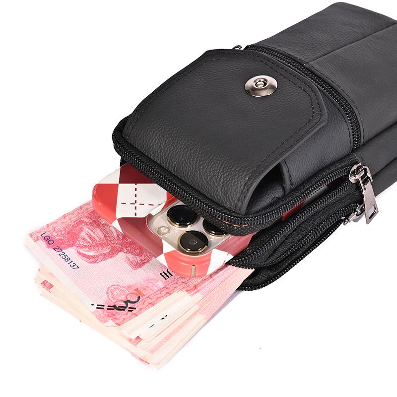 Мужская кожаная многофункциональная вертикальная поясная сумка для мобильного телефона для строительства и использования на открытом воздухе