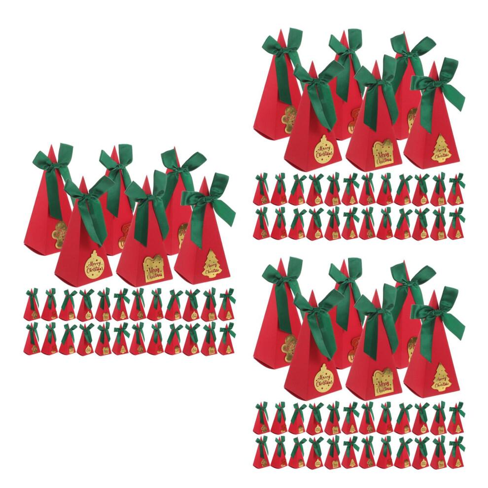 90Pcs Red Triangle Sweets Box for Candy Storage Festive Christmas Gift