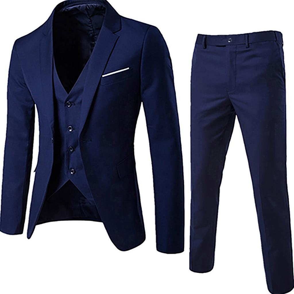 Men’s Suit Slim 3-Piece Suit R Business Wedding Party Jacket Vest & Pants