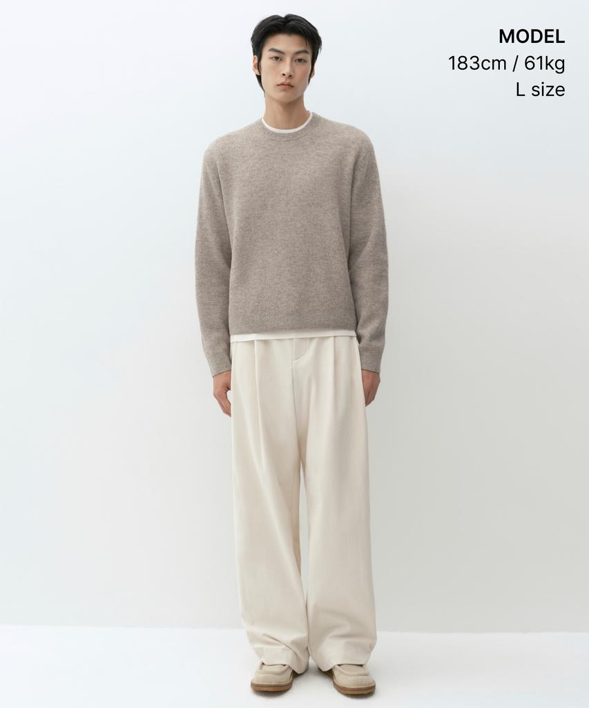 MUSINSA STANDARD [Victoria Wool] Minimal Ribbed Crop Knit [Oatmeal]
