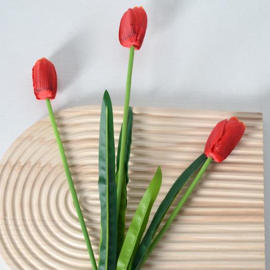 Искусственные Цветы 3-главный Шелковый Букет Тюльпанов с Гибким Железным Стеблем Искусственная Цветочная Композиция Свадебные Украшения Реквизит для Фотосъемки