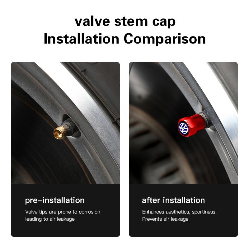 4Pcs 3D Metal Tire Valve Cap Car Tyre Air Stem Cover For VW Golf Polo Tiguan Touran Jetta Passat CC T5 GTI Arteon Magotan Arteon zl8