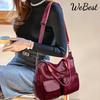 Soft Leather Handbag Female Vintage PU Shoulder Bag Multi-pocket Messenger Bag Shopping Lady Crossbody Bag Mommy Totes