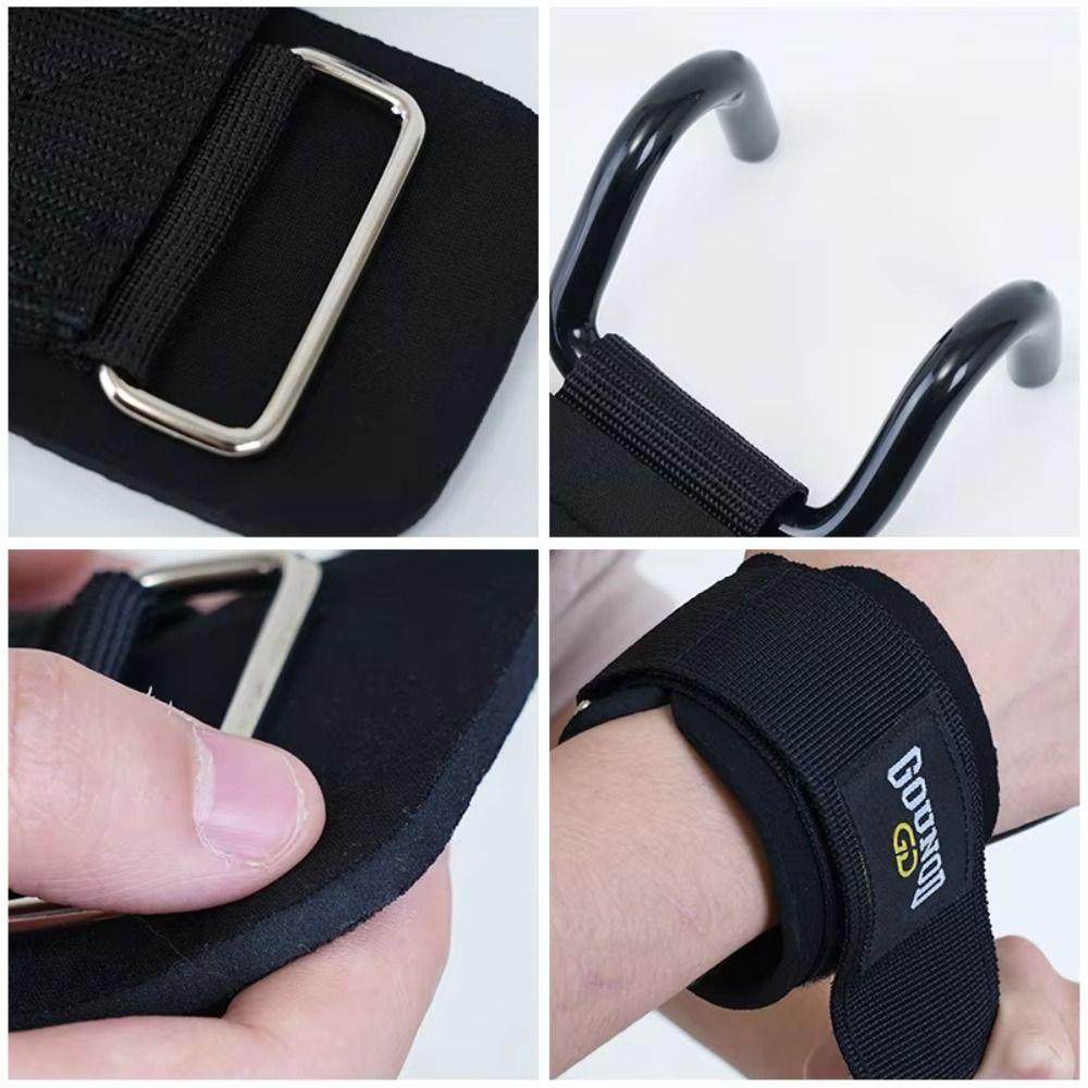 1 pair Pull-up Auxiliary Power Wrist Guard Non-Slip Steel Hook Grips Strap Gym
