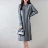 Women Sweater Dress 100% Wool TIDENOVEL Turn-down Collar Knit Long Pullover Winter Jumpers Wool Long Dress Female
