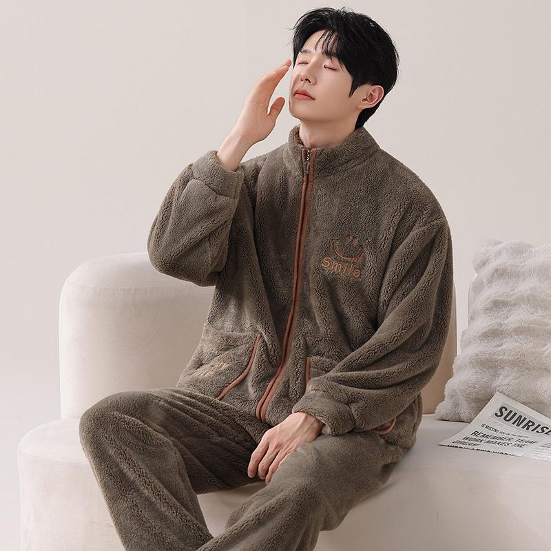 Пары пижам из кораллового флиса, осенне-зимние, утолщенный флис, теплый фланель, милая домашняя одежда для мужчин и женщин