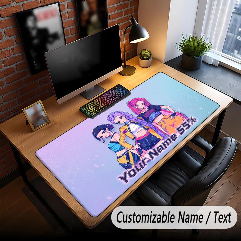 Large Mouse Pad Kpop Demon Hunters Print Custom Name Text Desk Mat for Office Gaming