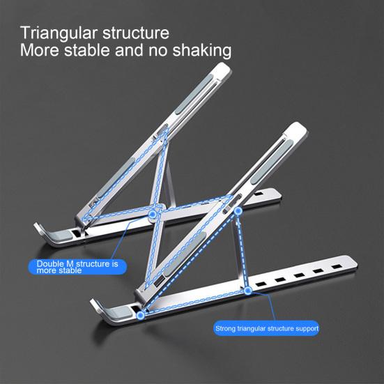 Подставка для ноутбука из алюминиевого сплава с регулируемой высотой, быстрым рассеиванием тепла, противоскользящая, складная, портативная, для домашнего офиса, настольного компьютера, держатель для ПК