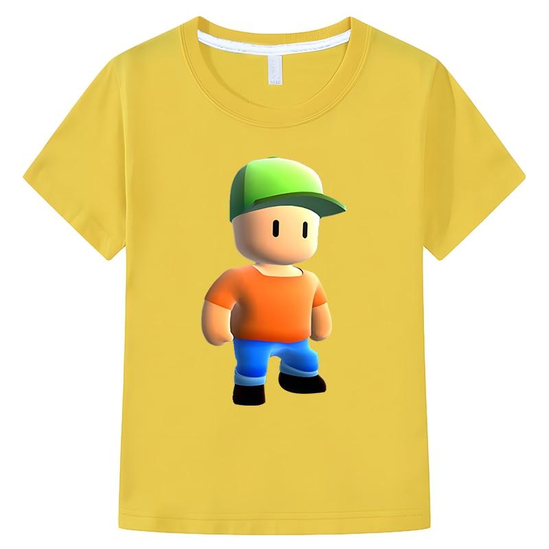 Детская летняя футболка Stumble Guys, топы с короткими рукавами из 100% хлопка, цельная футболка для детей, мальчиков, 10 лет, одежда для мальчиков и девочек, детская одежда