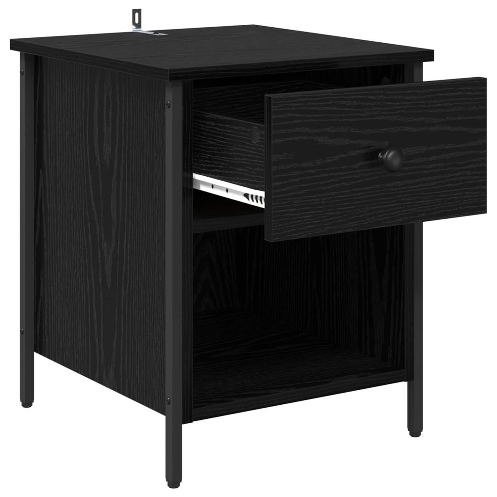 Nightstand Set of 2 Black Oak Effect 40 x 42 x 50 cm