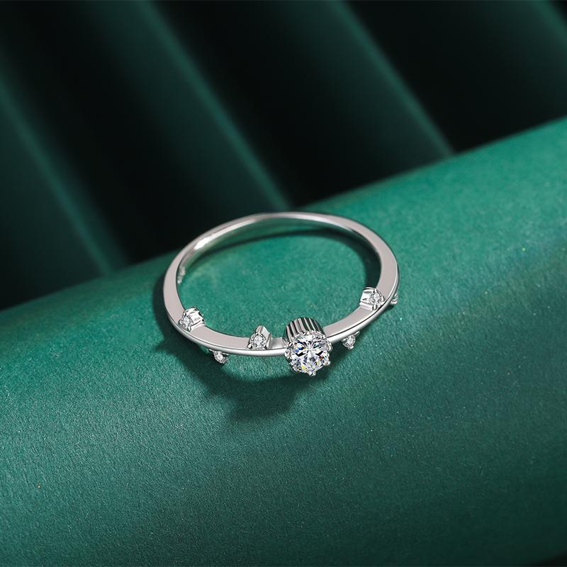 Классическое кольцо с круглыми кристаллами неправильной формы и цирконом для женщин, оригинальное кольцо из стерлингового серебра для помолвки, свадебный подарок, ювелирные изделия