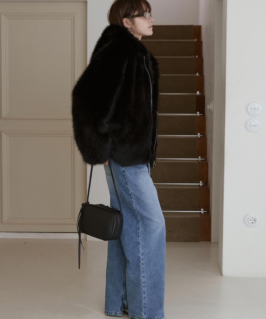 Sigreat Faux Fur Hoodie Zip-Up Jacket_Black