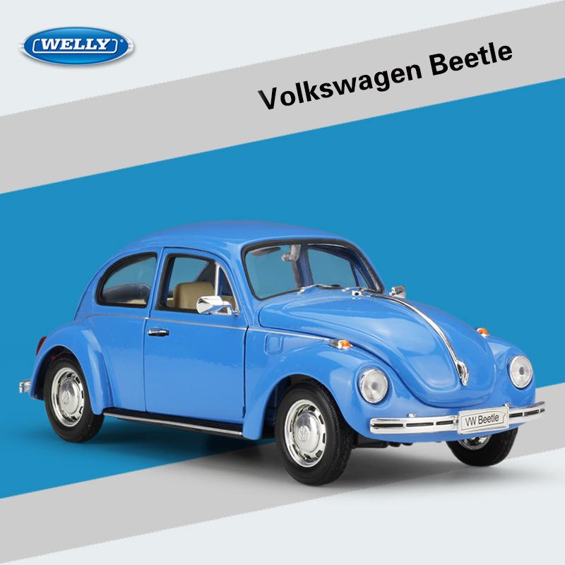 Масштаб 1/24 Welly Volkswagen Beetle, модель автомобиля из сплава, литье под давлением, металлические игрушечные автомобили, модель автомобиля, коллекция высокой имитации, детские подарки