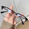 Ultralight Retro Cat Eye Half-Rim Transparent Gray Pure Titanium Eyeglasses Frame for Prescription Lenses