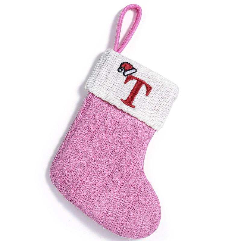 3d Pendant Gift Bag Letter Embroidered Gift Pendant Christmas Tree Decoration Pink Christmas Socks