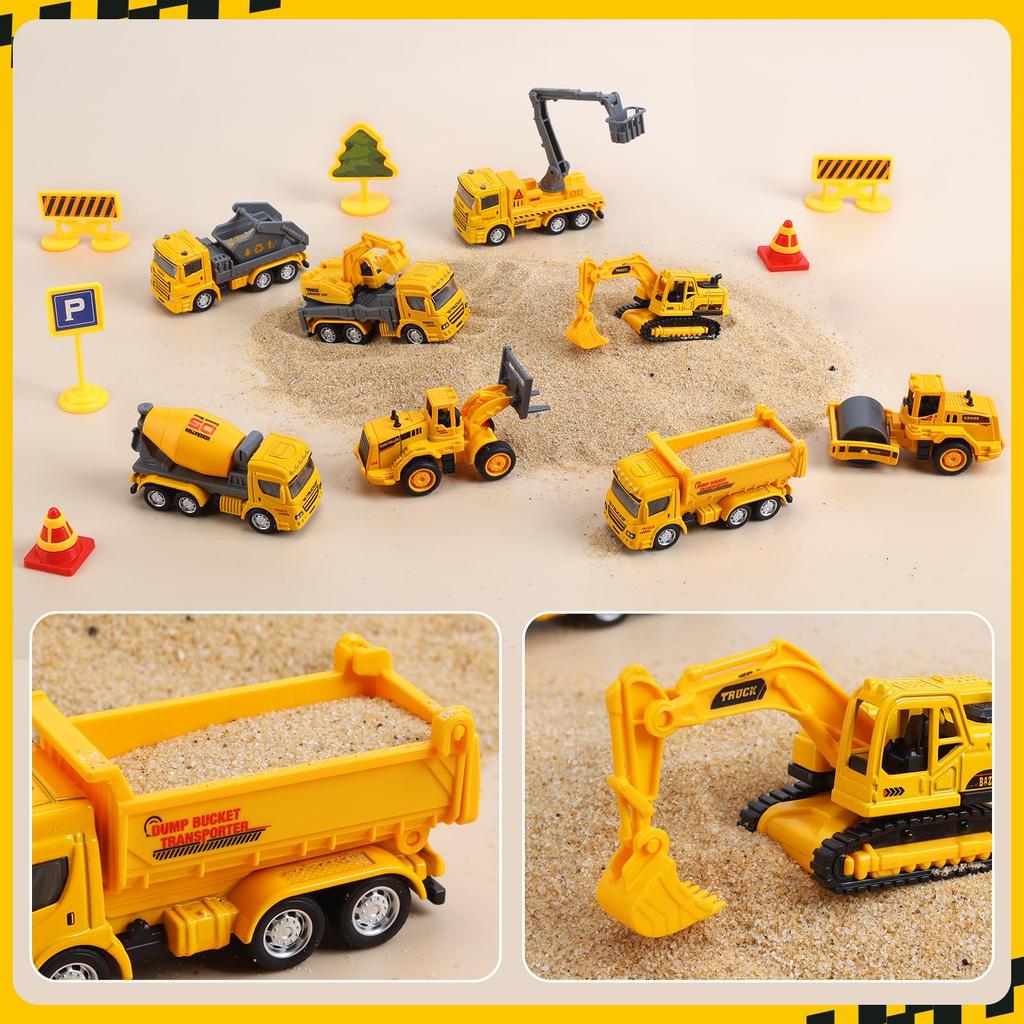 Cute Stone Construction Vehicle Toy Car Toy Set of Educational Excavator Car with Play Movable Work Construction Mini Traffic Light Birthday