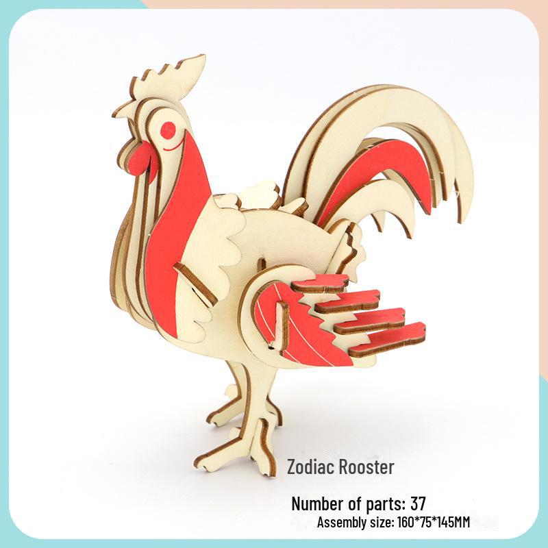 Милые животные DIY 3D деревянная головоломка для детей
