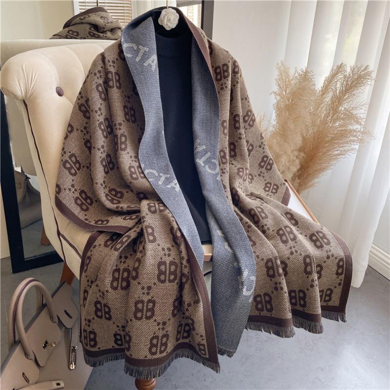 0G Thickened Version Retro Bird Scarf Women's Winter High-end Warm Scarf Imitation Cashmere Shawl