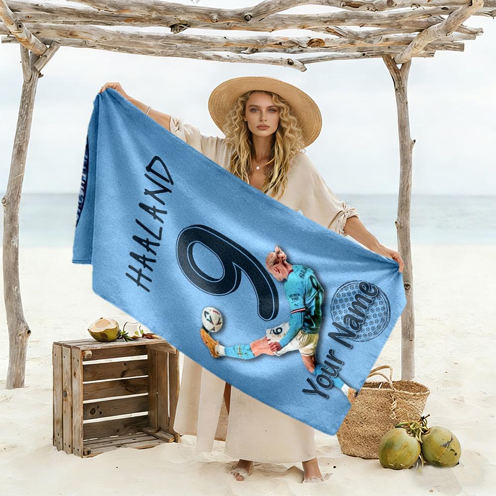 Haaland Customizable Name Beach Towel High Absorbency Quick-Dry Portable for SwimmingBeachCamping Travel Beach AccessoriesGym