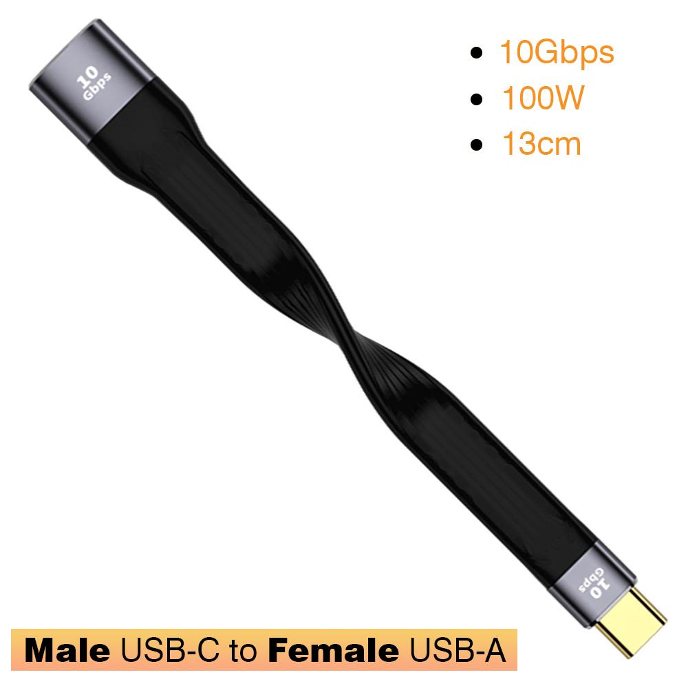 Короткий кабель USB3.1 10 Гбит/с 13 см PD 100 Вт USB-кабель Type C конвертер OTG USB-адаптер USB4 20 Гбит/с 22 см для SSD Power Bank
