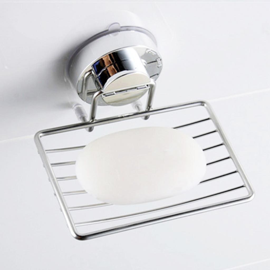 Stainless Steel Suction Cup Soap Holder Durable Not Easy to Break Organiser for Home Bathroom Smooth Walls