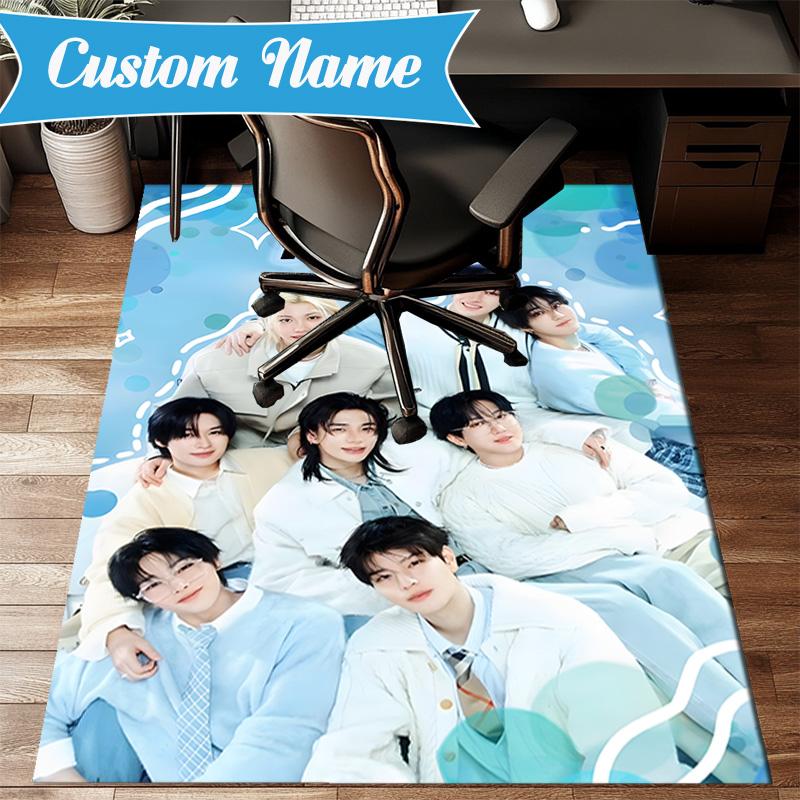 Custom Name K-pop Idol Collage Rug for Living Room, Game Rooms, Office, Bedroom, Floor Mat Playful Design, fan gifts Christmas decor