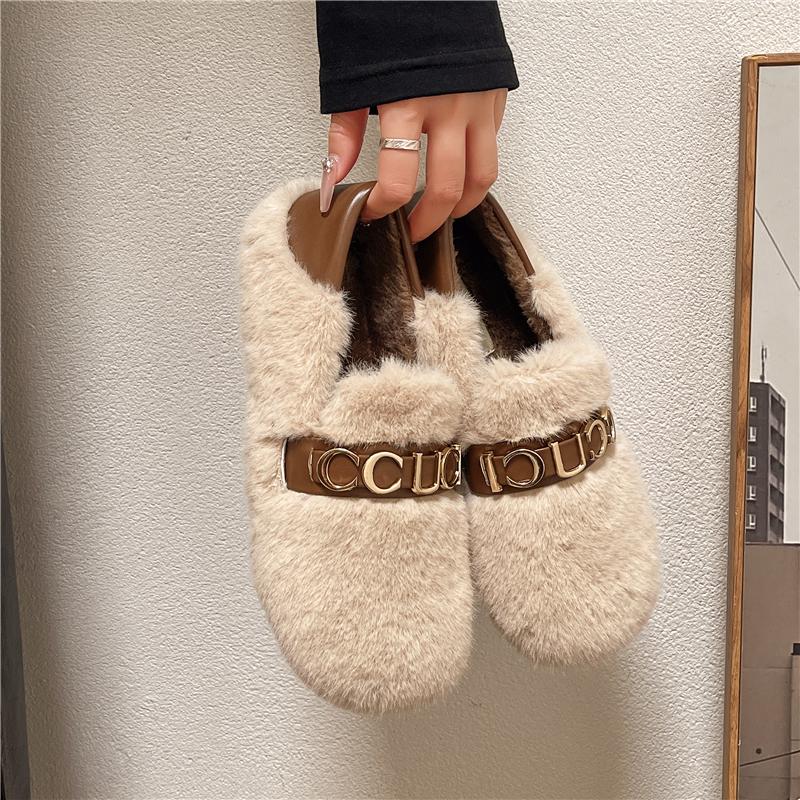 Fashion Women's Flat Cotton Shoes Winter New Round Head Deep Mouth Soft Sole Anti-slip Wear-resistant Plush Low-top Shoes