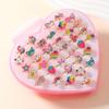 36Pcs Cartoon Children's Ring Ring Princess Girls Grab Clip Cute Hand Decoration (with Box)
