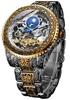 Watch for Men Carved Self-Wind Mechanical Tattoo Tourbillon Moon Phase Independent Seconds Skeleton Automatic Big Dial Wrist Watches