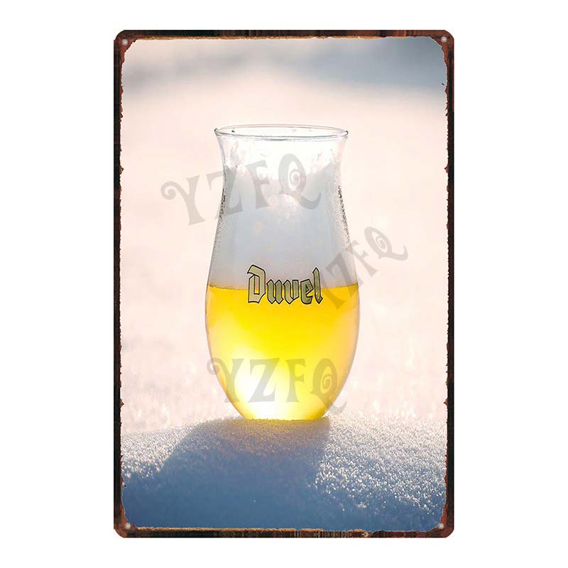 YZFQБельгийское пиво Duvel Жестяные металлические знаки Табличка Винтажный Музыкальный Бар Ресторан Дом Мужская берлога Декор Настенные наклейки DU-7713B