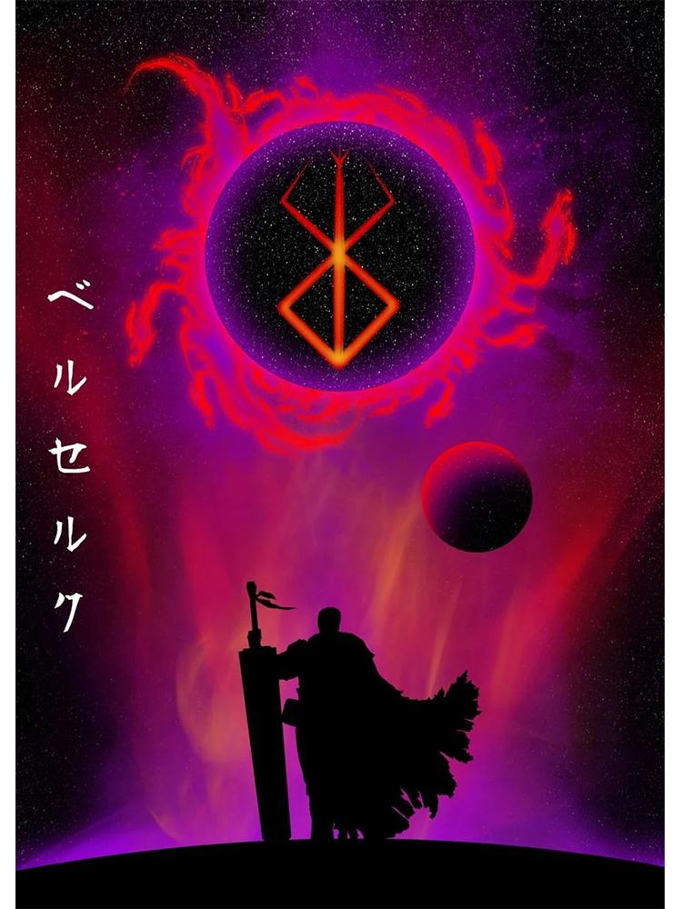 Классический японский аниме постер Берсерк, винтажный холст, картина, фехтовальщик, кишки, манга, настенное искусство, украшение для гостиной, дома, фотографии