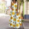 Женское платье-комбинация Длинное платье макси Белое платье с принтом хризантем Весна и лето Досуг