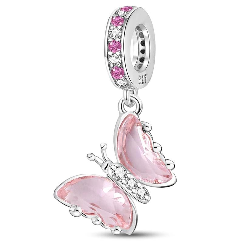 Copper Butterfly Series Cute Charms Beads Fit Original Pan Bracelet Bangle High Quality Diy Jewelry For Womens