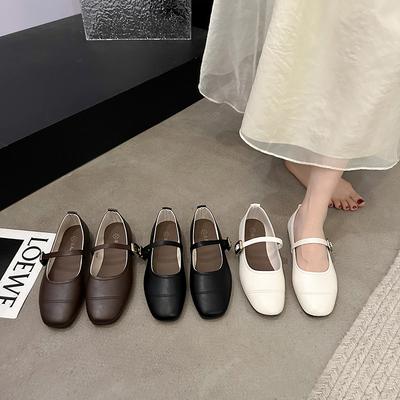 Весна/осень модные женские однотонные туфли с пряжкой, с неглубоким воротом, плоской подошвой и квадратным носком, повседневные и удобные мокасины