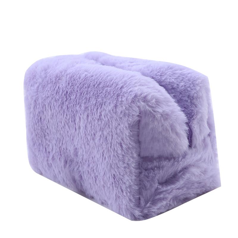 Меховые косметички для женщин, мягкая дорожная косметичка-органайзер, чехол для макияжа для молодых девушек, необходимые вещи, 1 шт., однотонные сумки