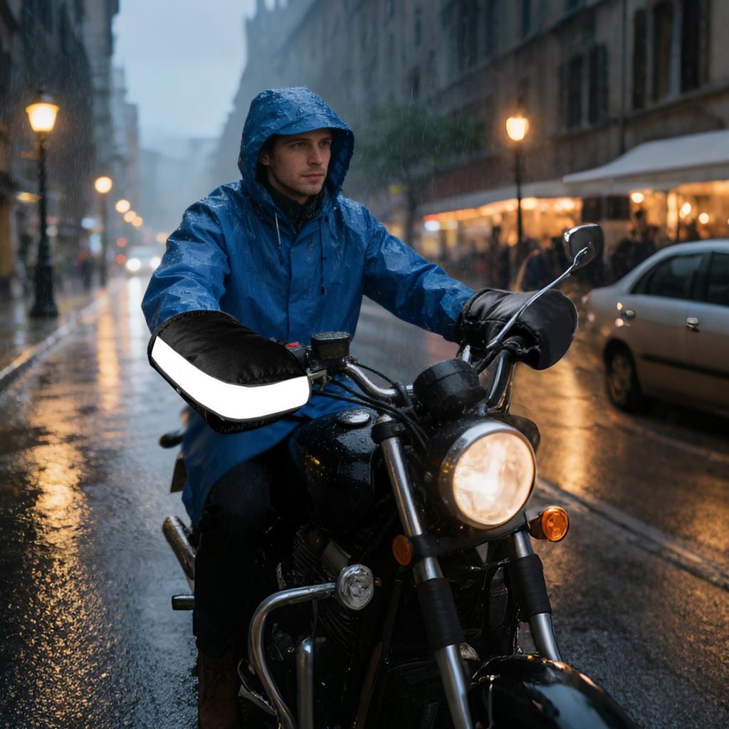 Перчатки на руль мотоцикла из ПУ-кожи, светоотражающие, удобные, ветрозащитные, подогреватели рук для квадроцикла, муфты на руль скутера для мужчин и женщин