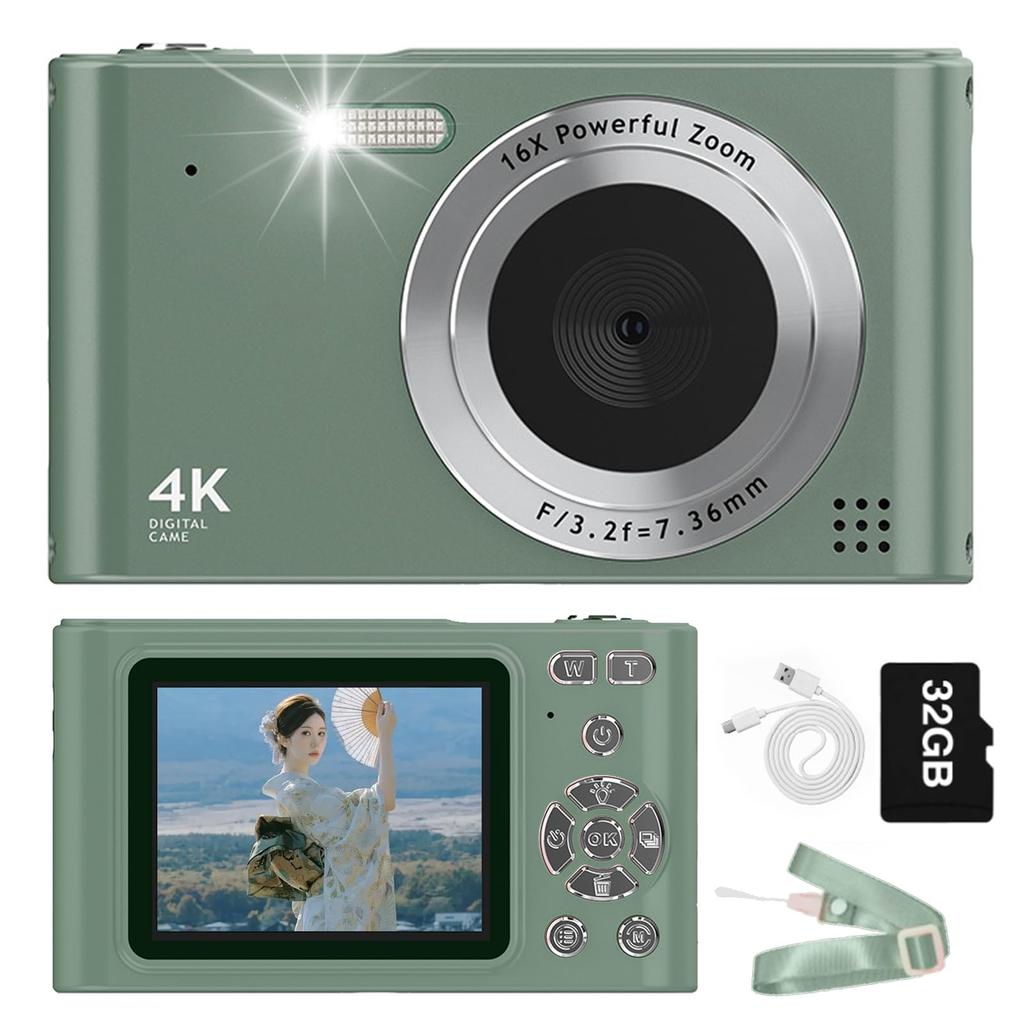 Digital 48 Million Toy Kids 1080P Video 16x Image Continuous Mini for School Photography 32G Card Included Camera, Pixels, Camera, Camera, Recording,
