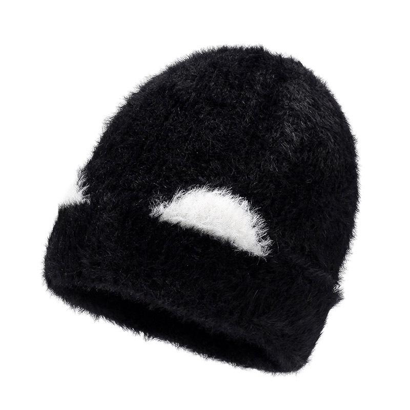 Утолщенная вязаная шапка на осень и зиму, теплая шерстяная шапка, утолщенная флисом, шапка-пуловер с кошачьими ушками, защита ушей, защита лица, шапка для маленькой девочки