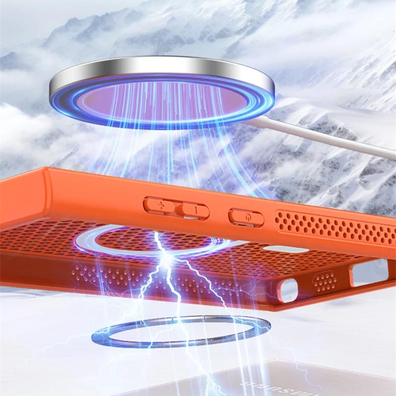 Роскошный охлаждающий теплоотводящий магнитный чехол Magsafe для телефона Samsung Galaxy S25 S24 S23 S22 Ultra FE Plus, дышащая сетчатая крышка