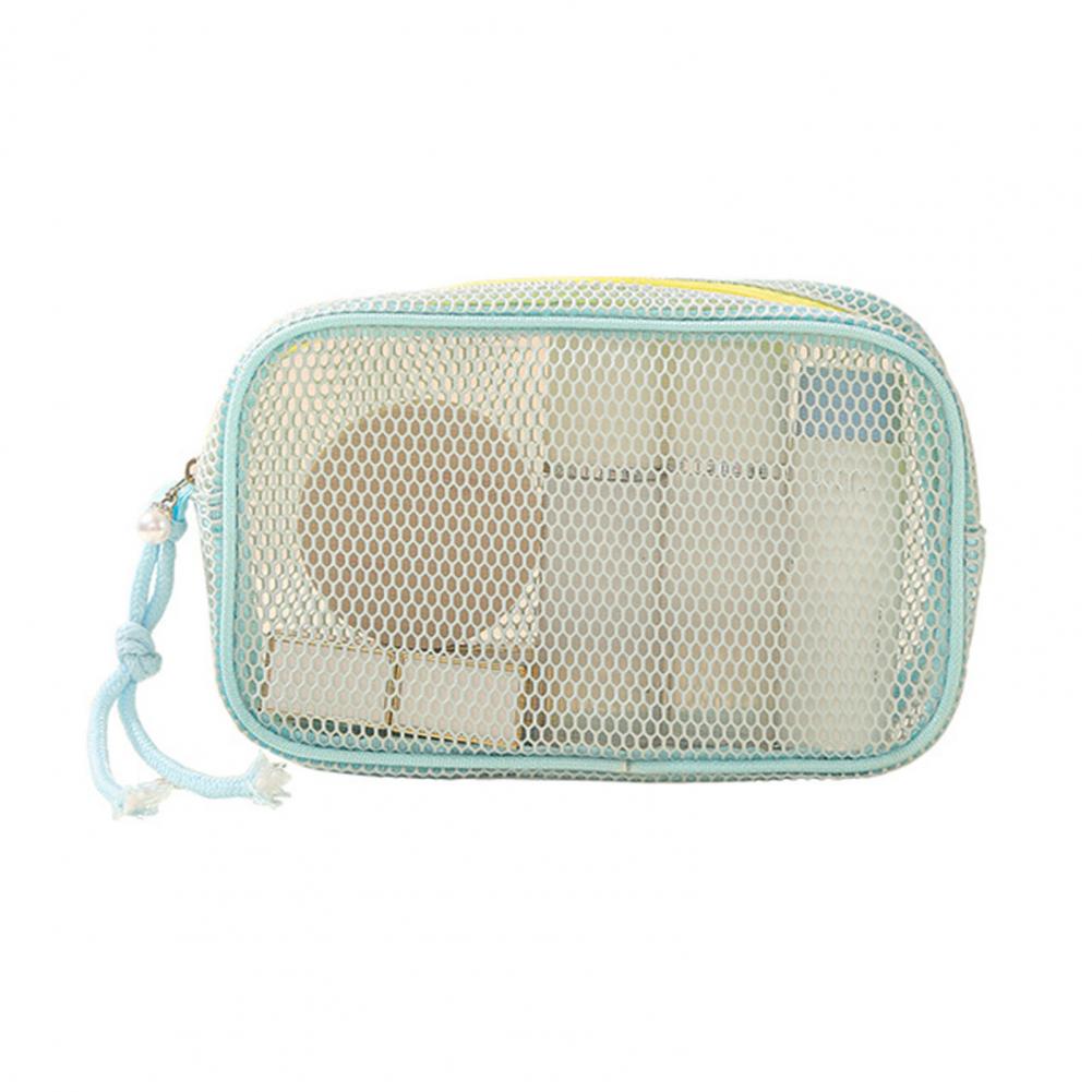 Makeup Pouch Mesh Cosmetic Bag Travel Makeup Organizer Breathable Zippered Toiletry Pouch with Lanyard Portable Storage Pouch